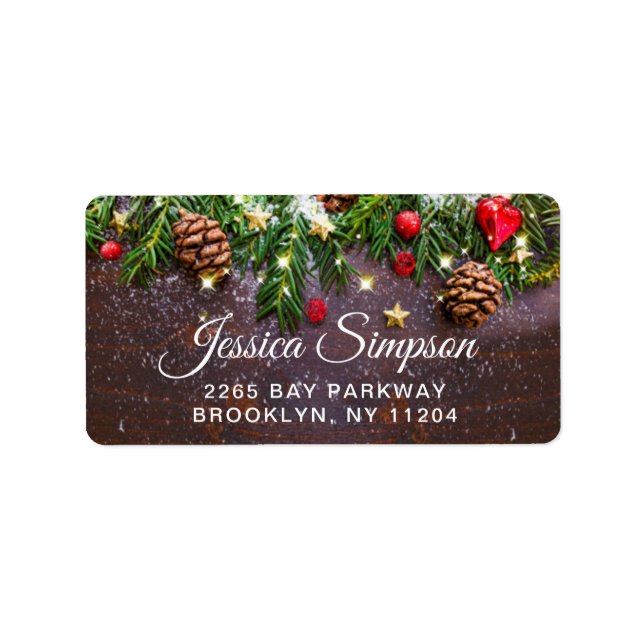 Pine Cones Rustic Holiday Return Address Label (Front)