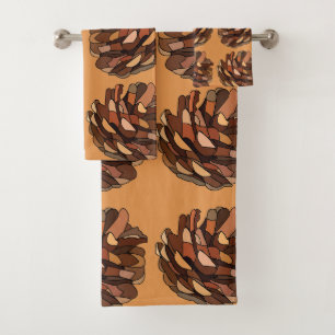 Pine Cones Rustic Nature Botanical Bath Towel Set