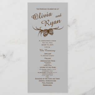 Pine Cones Rustic Silver and Brown Programme