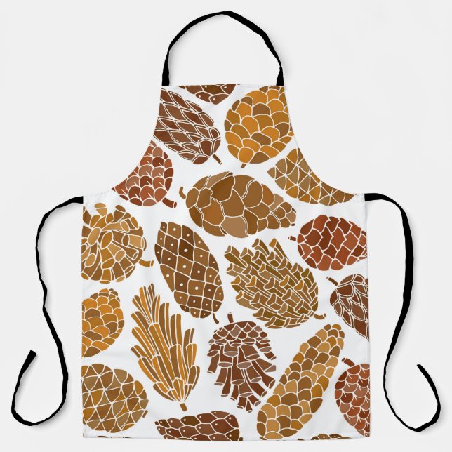 Pine cones seamless pattern apron (Front)