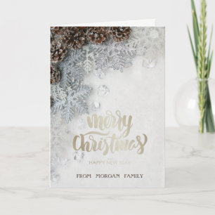 Pine cones, Snowflakes Holiday Card