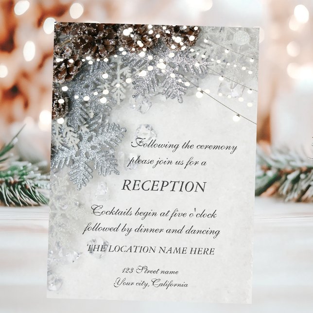 Pine Cones, Snowflakes Wedding Reception Invitation (Creator Uploaded)