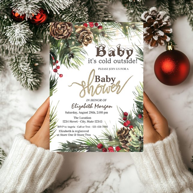  Pine Cones,Tree Branches Baby Shower Invitation (Creator Uploaded)
