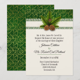 Pine Cones Winter Wedding Invitation