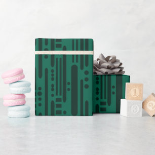 Pine dark green abstract striped pattern wrapping paper