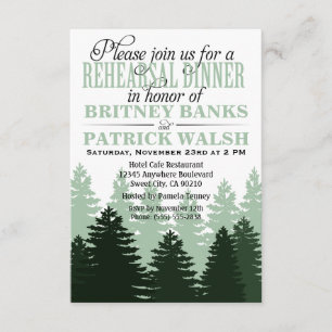 Pine Enchanted Forest Rehearsal Dinner Invitations
