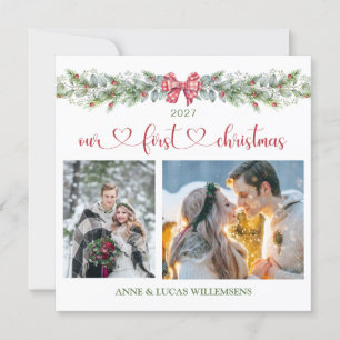 Pine Eucalyptus Our 1st Christmas Photo Flat Card