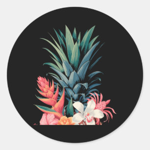 Pine Floral Flowers Summer Vacation Pines Hawaii Classic Round Sticker