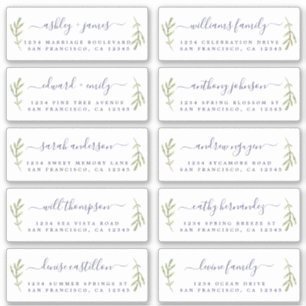 Pine Foliage Wedding Guest Address Labels