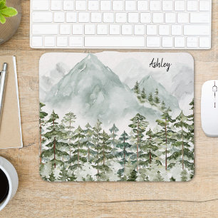 Pine Forest and Mountains Mouse Pad