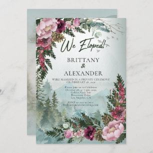 Pine Forest Burgundy Dusty Rose Elopement Invitation