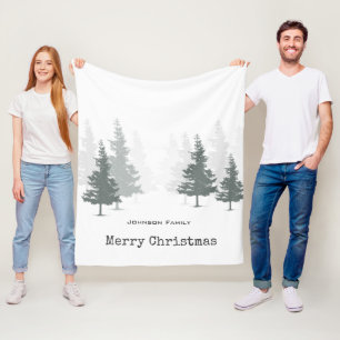 Pine Forest Christmas holiday Fleece Blanket