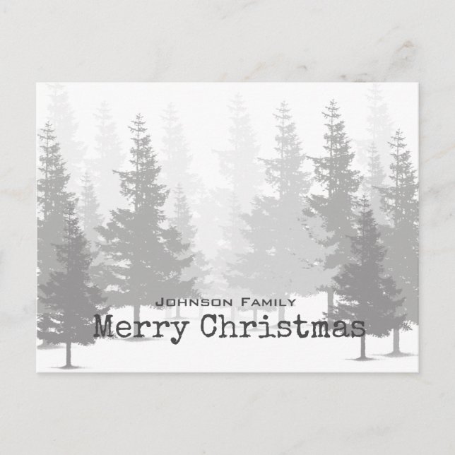 Pine Forest Christmas Holiday Postcard (Front)