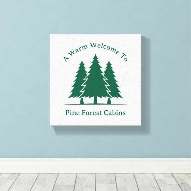 Pine Forest Custom Colour and Text Welcome Canvas Print (Insitu(Wood Floor))