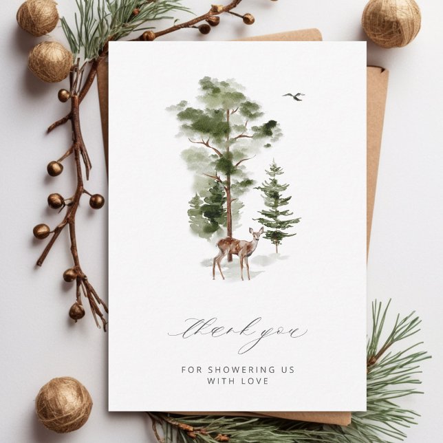 Pine Forest Dear Baby Shower Thank You Card (Creator Uploaded)