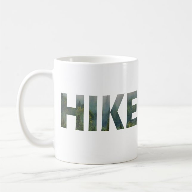 Pine forest hiking hike logo coffee mug (Left)