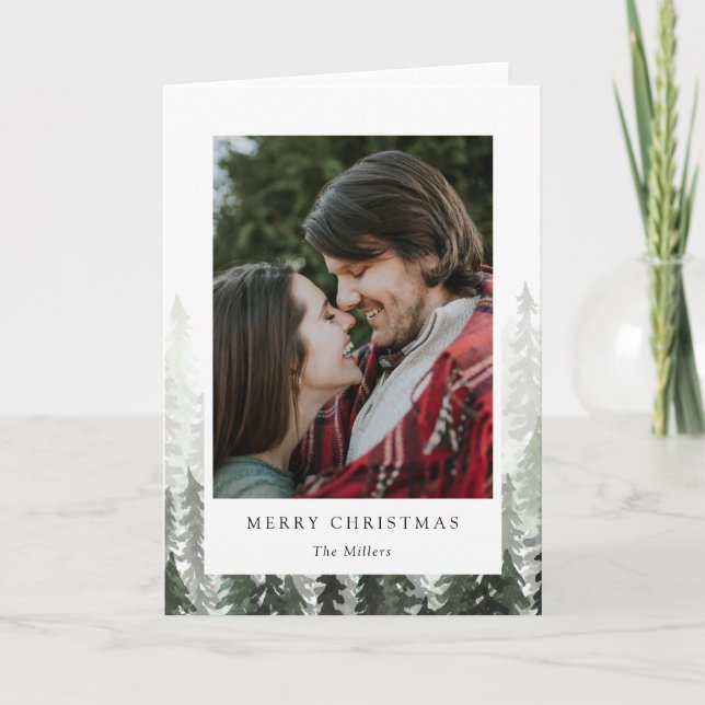 Pine Forest Holiday Photo Card (Front)
