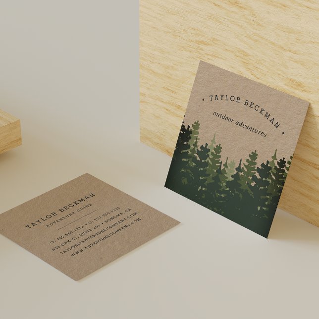 Pine Forest | Kraft Square Business Card (Creator Uploaded)