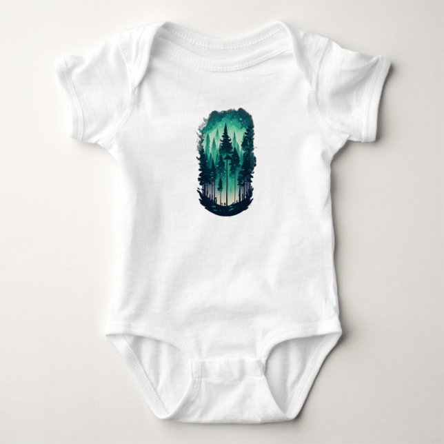 Pine Forest Landscape Baby Bodysuit (Front)