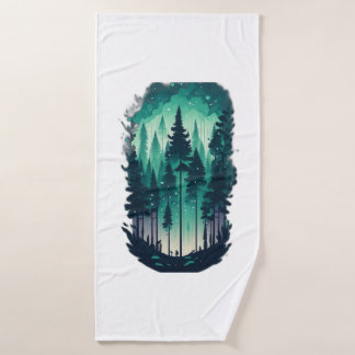 Pine Forest Landscape Bath Towel