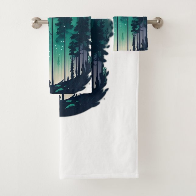 Pine Forest Landscape Bath Towel Set (Insitu)