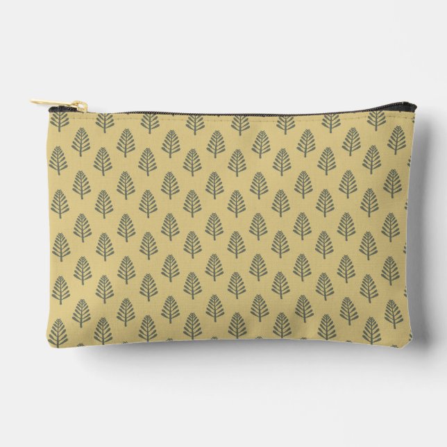 Pine forest minimalist pattern - ocher accessory pouch (Front)