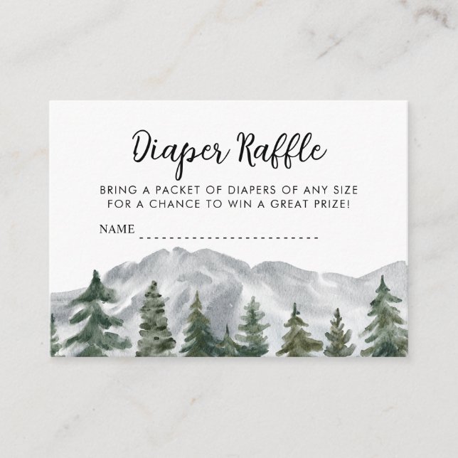 Pine Forest Mountains Diaper Raffle Enclosure Card (Front)