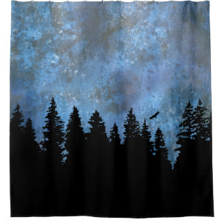 Pine Forest Night Shower Curtain