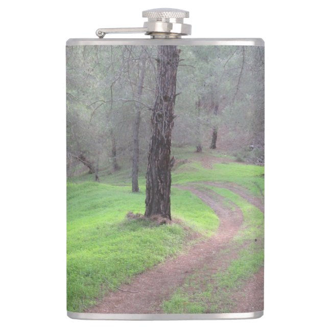 Pine Forest Road Hip Flask (Front)