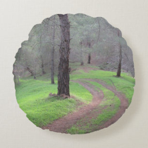 Pine Forest Road Round Cushion