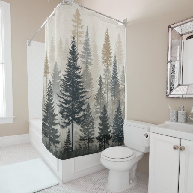 Pine Forest Shower Curtain (In Situ)