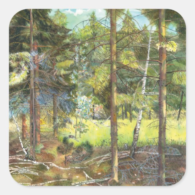 Pine forest square sticker (Front)