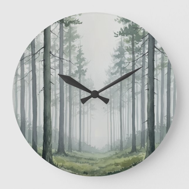 Pine Forest Wall Clock – Calm Nature Design (Front)