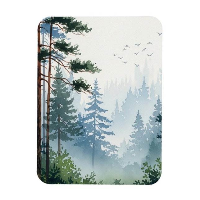 Pine Forest watercolor Magnet (Vertical)