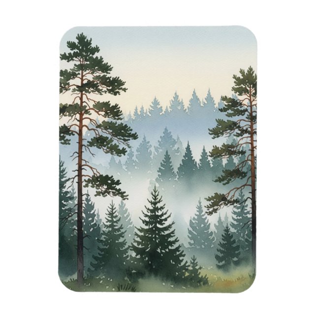 Pine Forest watercolor Magnet (Vertical)