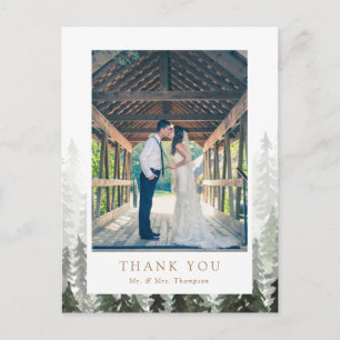 Pine Forest Wedding Thank You Postcard