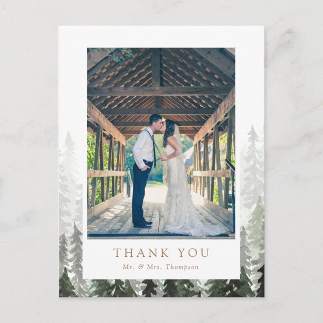 Pine Forest Wedding Thank You Postcard (Front)