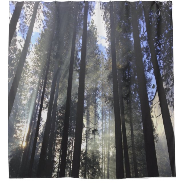 Pine Forest With Sunshine Nature Shower Curtain (Front)