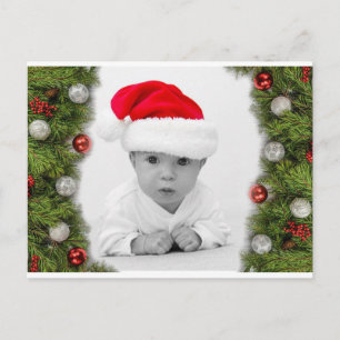 Pine Garland Photo Christmas Ornaments Holiday Postcard