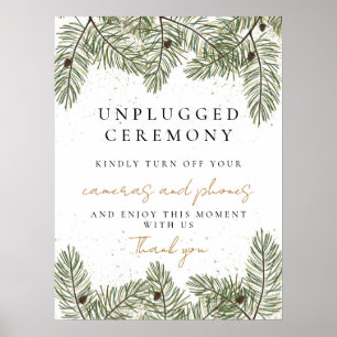 Pine & Gold Christmas Foliage Unplugged Ceremony Poster