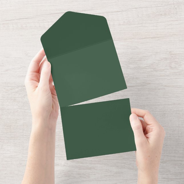 Pine Green All In One Invitation (Tearaway)