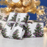 Pine Green Christmas Tree With Purple Lights Wrapping Paper<br><div class="desc">Modern Watercolor Winter Pine Green Christmas Tree With Purple Lights Wrapping Paper.</div>