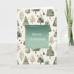 Pine Green Cream Mint Christmas Trees Card