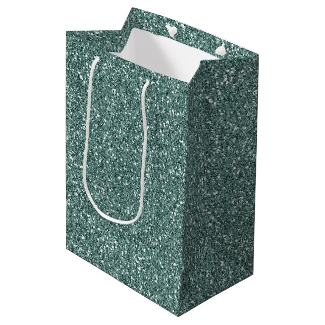 Pine Green Glitter    Medium Gift Bag (Front Angled)