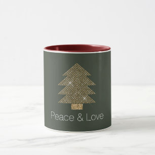 Pine Green Gold Glitzy Glitter Christmas Tree Mug