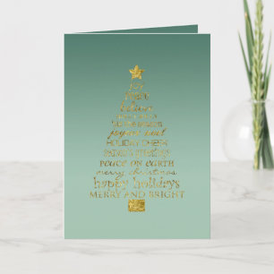 Pine Green Gold Inspirational Christmas Tree Card