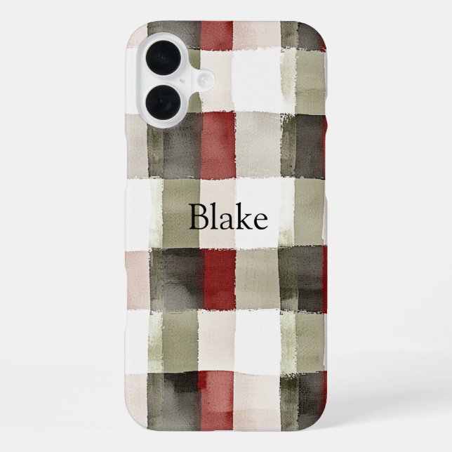 Pine Green Ivory Red Stripes   iPhone Case (Back)