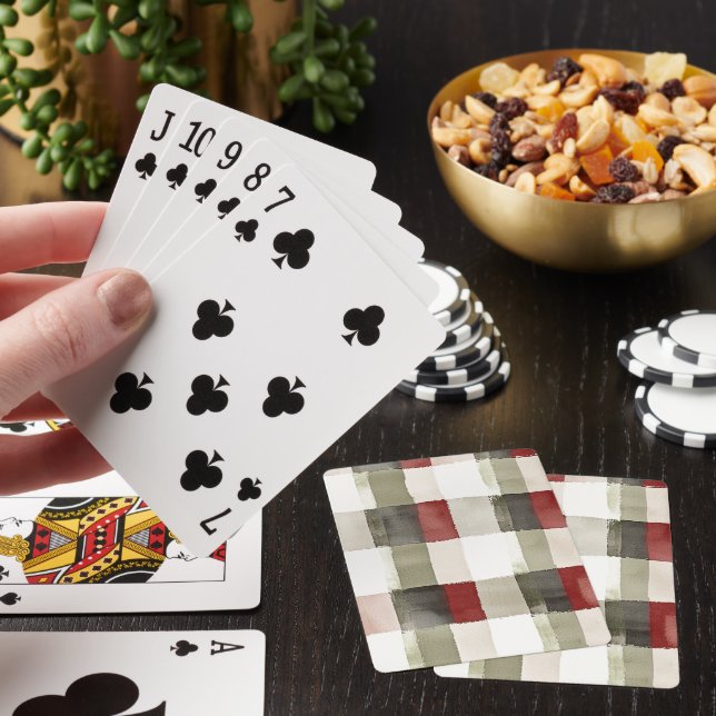 Pine Green Ivory Red Stripes  Playing Cards (In Situ)