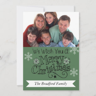 Pine Green Merry Christmas Photo Holiday Card