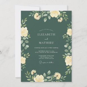 Pine Green Moody Woodland Wedding Invitation